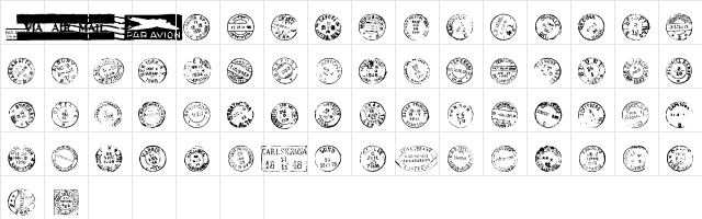 LD Postmarks NZ Regular  glyph index