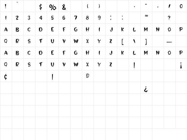 Old Days Regular  glyph index