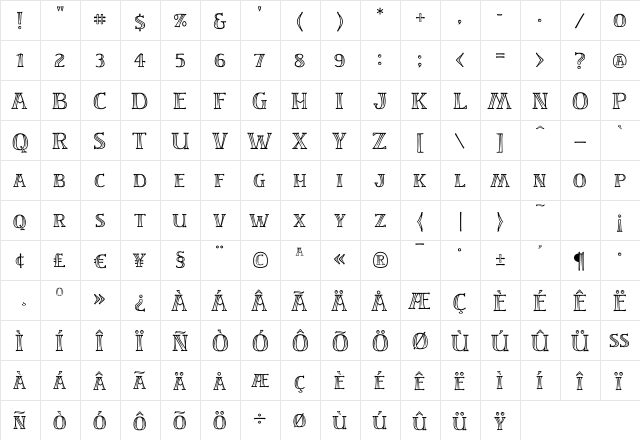 ZebraSmall Caps Regular  glyph index