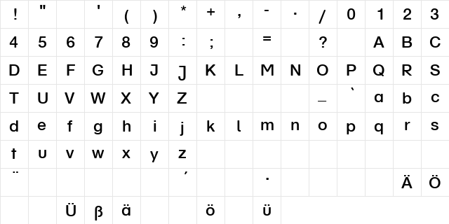 SchulVokalDotless Regular  glyph index