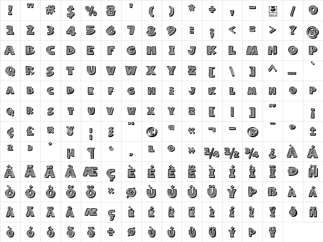 Naughty Squirrel Striped Demo Regular  glyph index