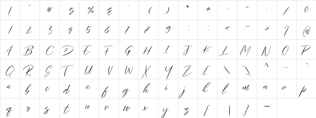 Gallactica Regular  glyph index