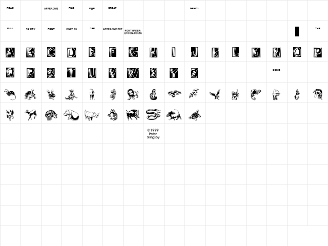 Afrika Phunny Phauna Demo Regular  glyph index