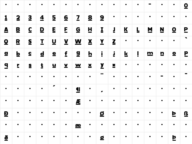 GovanThree-AlternateLined Regular  glyph index