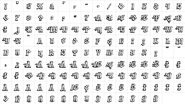 Degrassi Regular  glyph index