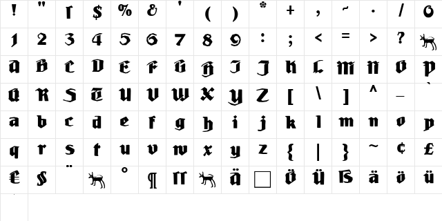 LudwigHohlwein Regular  glyph index