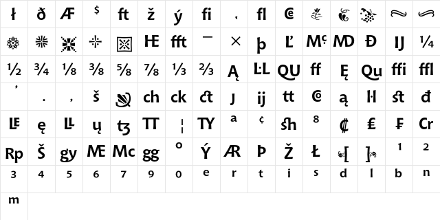 Bitstream Chianti Bold Extension  glyph index