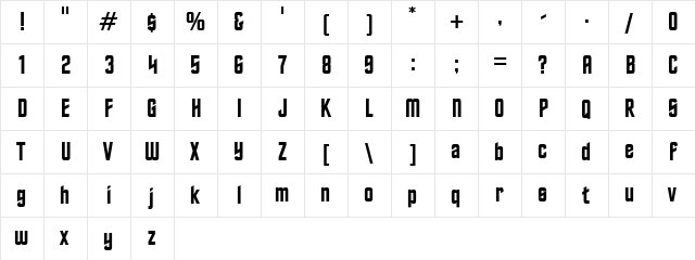 StarTrek BT Regular  glyph index
