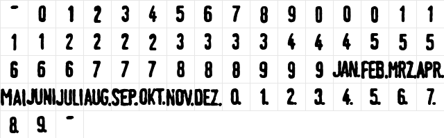 LinotypeTagesstempel Regular  glyph index