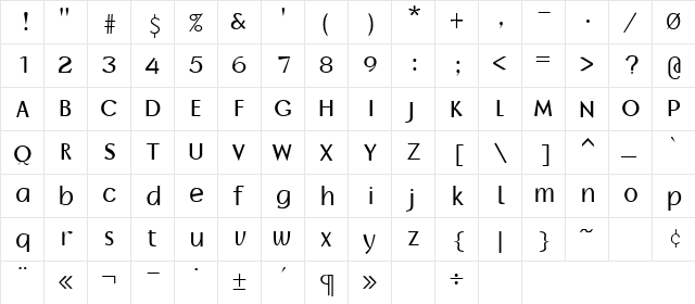 Borzoi Regular  glyph index