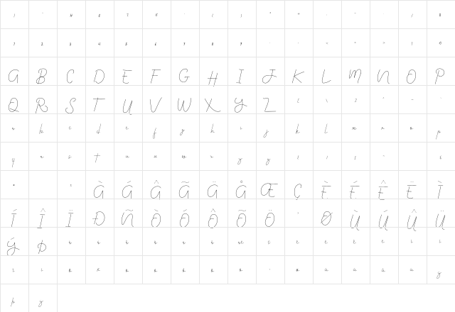 Kanya Regular  glyph index