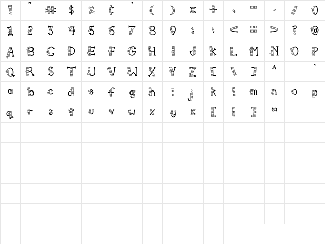 CK Beachcomber Regular  glyph index