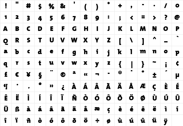 TheMix Black  glyph index