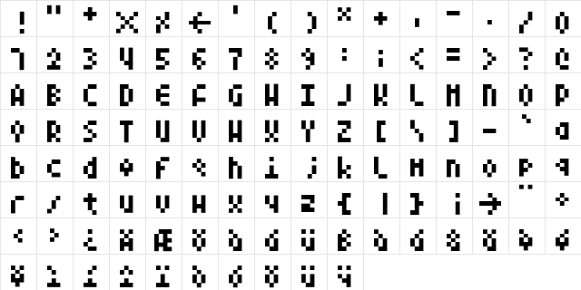 Fivejive Regular  glyph index