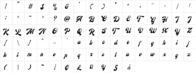 Ecentric DEMO Regular  glyph index