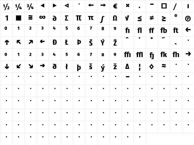 FagoNo-ExtraBoldExpert Bold  glyph index