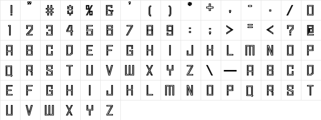 Simply Square Inline JL Regular  glyph index