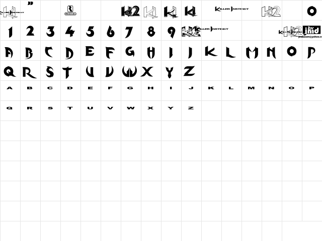 KInifed Regular  glyph index