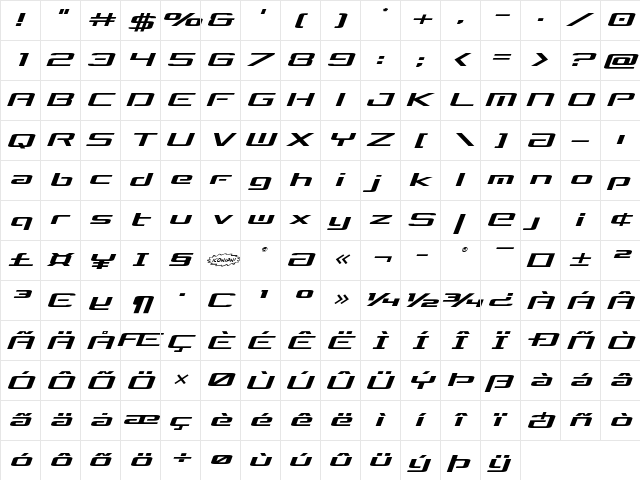 Concielian Break Expanded Semi-Italic Expanded Semi-Italic  glyph index