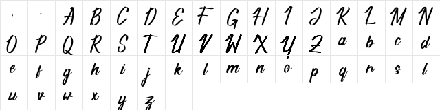 Valanda Script (Demo) Regular  glyph index