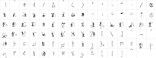 PC Pilgrims Regular  glyph index