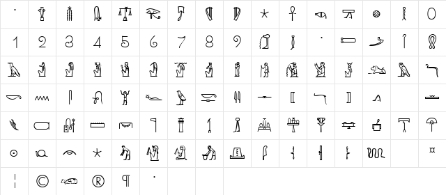 KingTut Regular  glyph index