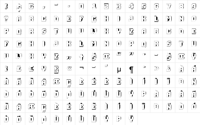 a_Simpler3DCut Regular  glyph index