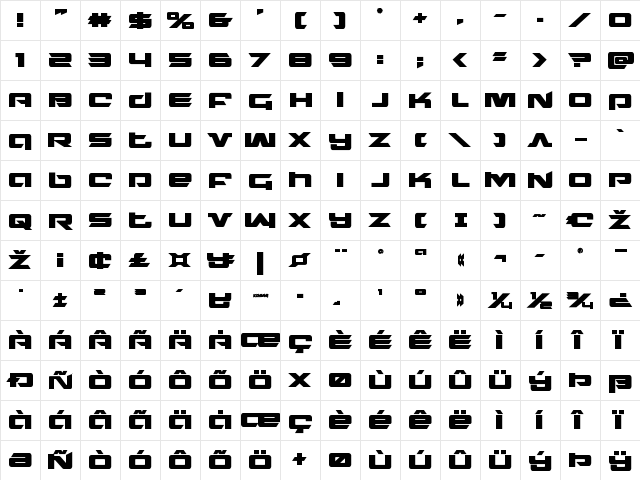 Northstar Bold Bold  glyph index