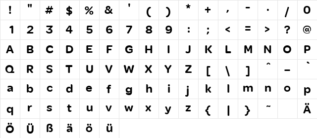 SEOptimistBlack Regular  glyph index