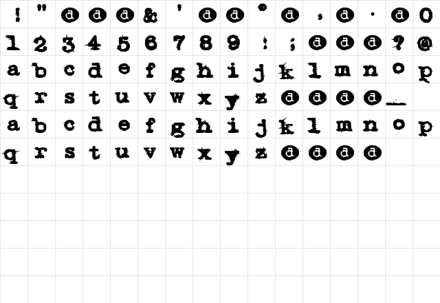 Dozen Regular  glyph index