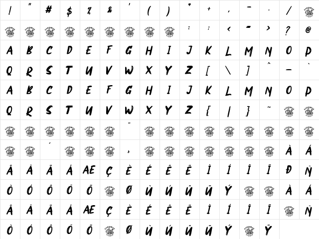 NORTHEN Regular  glyph index
