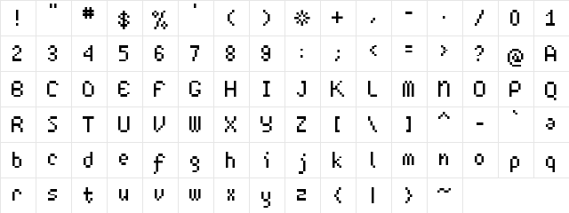 screenyjubs Regular  glyph index