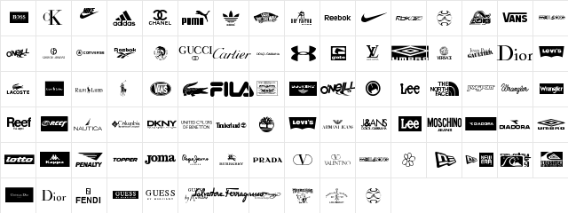 clothing logos tfb Regular  glyph index