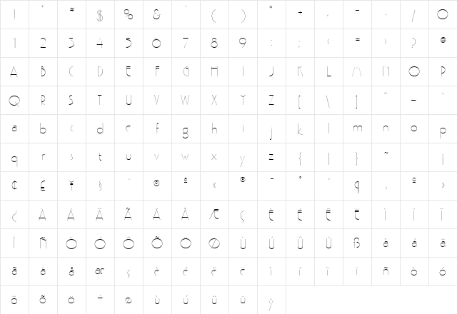 Pouf SSi Light  glyph index
