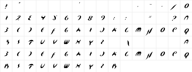 Map Of You Regular  glyph index