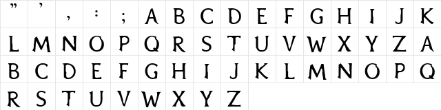 Blair Caps Regular  glyph index