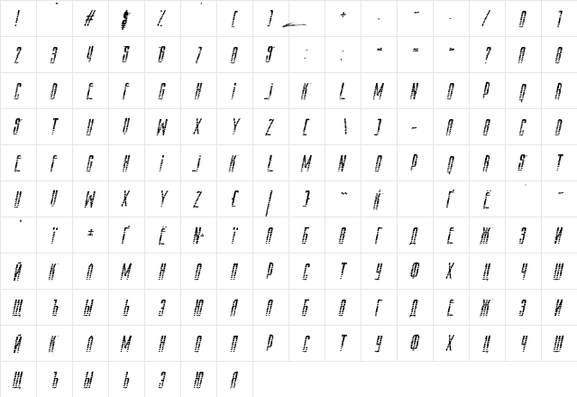 AmazS.T.A.L.K.E.R.Italic Regular  glyph index