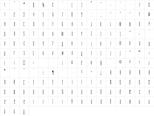 Scottsdale DB Regular  glyph index