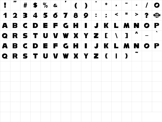 NiseSonic Regular  glyph index