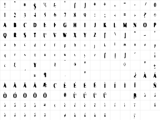 Galaxia Nebulous  glyph index