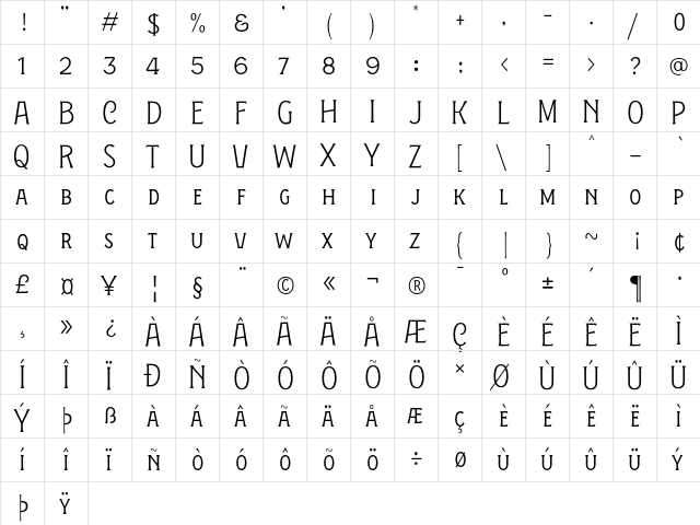 Figuera Variable Light Condensed  glyph index