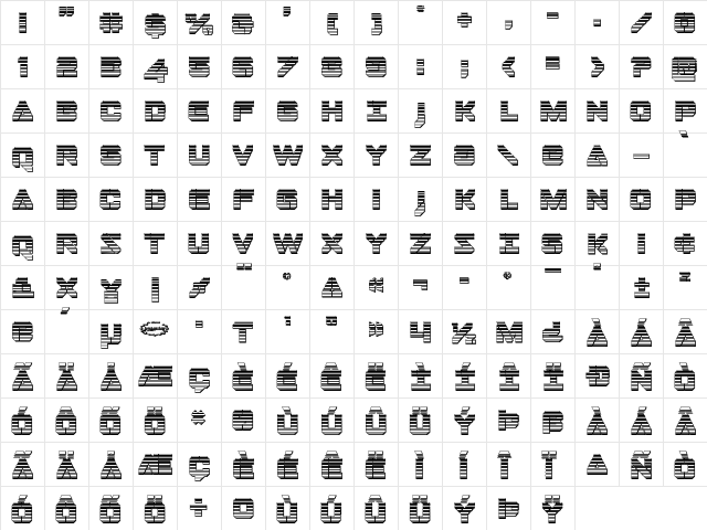 Domino Jack Chrome Regular  glyph index