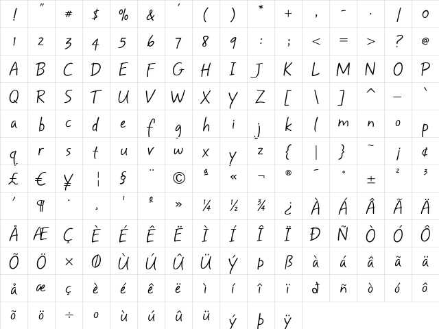 Mayfield Regular  glyph index