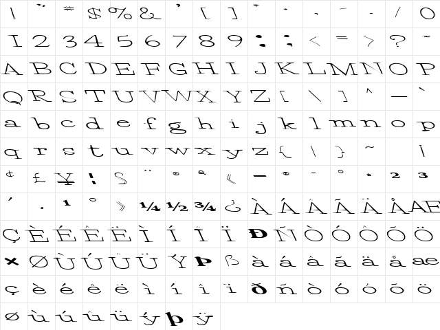 EggBeater86 Regular  glyph index