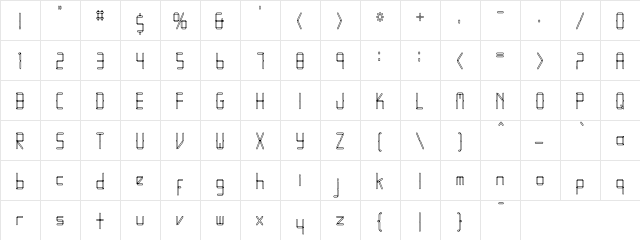 LEDFontHC Regular  glyph index