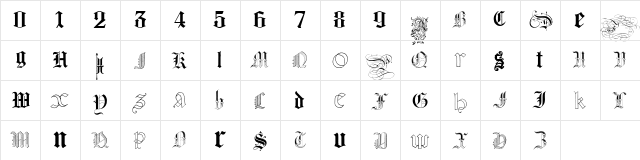 Kidnapped at German Lands Regular  glyph index