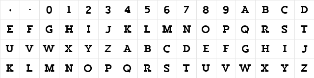 Salveation Slab Regular  glyph index