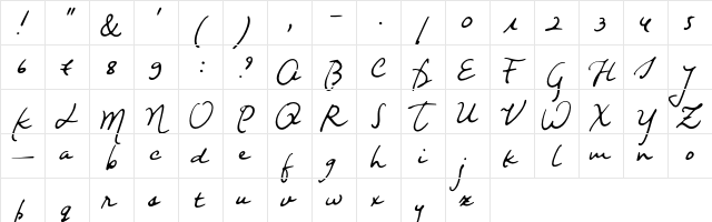 Night Wind Sent Sample Regular  glyph index