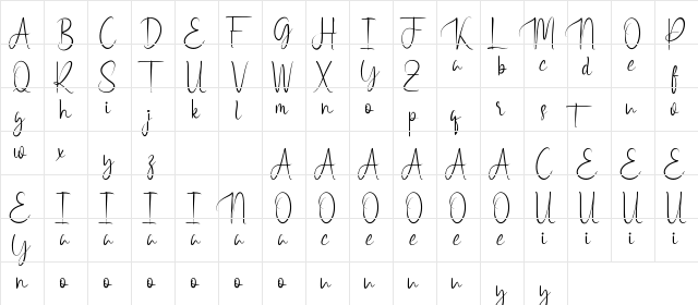 Greatness Demo Regular  glyph index