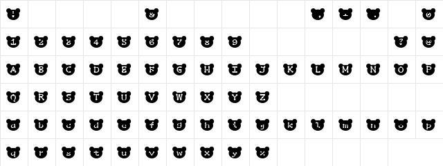 Teddy Teldy Regular  glyph index